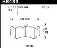 Колодки тормозные HB483G.635 HAWK DTC-60 передние  PORSCHE 911 (996), (997), Gt2, Gt3 Cup, CARRERA G