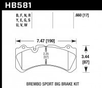 Колодки тормозные HB581D.660 HAWK ER-1 Brembo GT6 поршней тип J, N