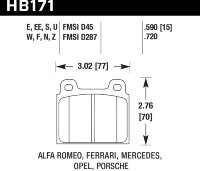 Колодки тормозные HB171U.590 HAWK DTC-70 Porsche "A" or "S" Caliper 15 mm