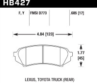 Колодки тормозные HB427Y.685 HAWK LTS задние  LEXUS LX470 / TOYOTA LC100