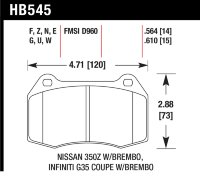 Колодки тормозные HB545W.564 HAWK DTC-30 Infiniti, Nissan 14 mm