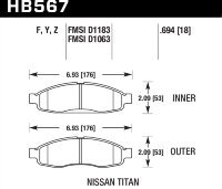 Колодки тормозные HB567Z.694 HAWK PC передние INFINITI QX56 / Nissan Armada, Pathfinder до 2006 г.в.
