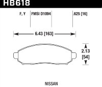 Колодки тормозные HB618Y.625 HAWK LTS передние NISSAN Pathfinder 2005->