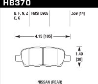 Колодки тормозные HB370G.559 HAWK DTC-60 Nissan (Rear) 14 mm