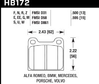 Колодки тормозные HB172E.500 HAWK Blue 9012 Porsche 13 mm