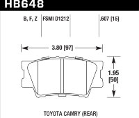 Колодки тормозные HB648B.607 HAWK Street 5.0 задние TOYOTA CAMRY 2007-2018 / RAV 4 2005->