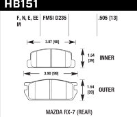 Колодки тормозные HB151M.505 HAWK Black Mazda RX-7 (Rear) 13 mm