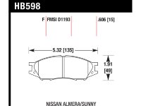Колодки тормозные HB598F.606 HAWK HPS; 16mm