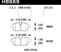 Колодки тормозные HB669N.671 HAWK HP Plus
