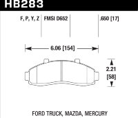 Колодки тормозные HB283Z.650 HAWK PC передние FORD Explorer, Ranger
