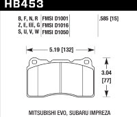 Колодки тормозные HB453S.585 HAWK HT-10 Mitsubishi EVO, Subaru Impreza 15 mm