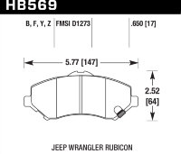 Колодки тормозные HB569Y.650 HAWK LTS перед Jeep Liberty (KJ) 2008-> ; Wrangler 2007->