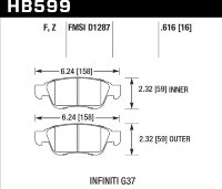 Колодки тормозные HB599F.616 HAWK HPS передние INFINITI G35, G37 (комплектация sport) /  EX35 , EX37