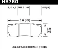 Колодки тормозные HB760U.620 HAWK DTC-70  Jaguar XK (X150) тормоза Alcon; 2006-2014