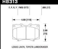 Колодки тормозные HB313Y.685 HAWK LTS передние LEXUS LX470 / TOYOTA LC100