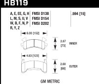 Колодки тормозные HB119G.594 HAWK DTC-60 GM Metric 15 mm