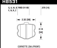 Колодки тормозные HB531U.570 HAWK DTC-70  Corvette Z06 2006-2013