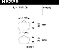 Колодки тормозные HB229S.580 HAWK HT-10 Triumph 15 mm