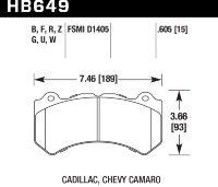 Колодки тормозные HB649G.605 HAWK DTC-60 CTS-V 15 mm  Jeep SRT8 2012-2014, AUDI 4F RS6 (BREMBO)