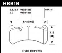 Колодки тормозные HB616D.607 HAWK ER-1 перед  MB CLK (C209) 55 AMG; Maserati Levante