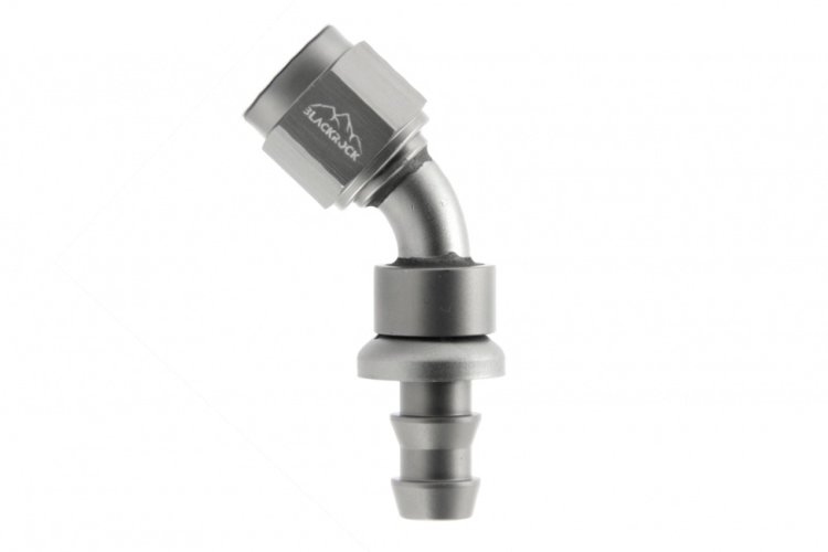 - 6 AN (6AN AN6) фитинг 45 градусов PUSH FIT серия BLACKROCK LAB P06-045-7Ti
