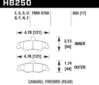 Колодки тормозные HB250S.653 HAWK HT-10 Camaro, Firebird (Rear) 17 mm