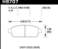 Колодки тормозные HB707Z.638 HAWK PC зад Chevrolet Cruze