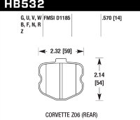 Колодки тормозные HB532G.570 HAWK DTC-60 Corvette ZO6 (Rear) 14 mm