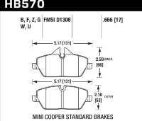 Колодки тормозные HB570Z.666 HAWK PC передние MINI COOPER 2 (R56) / BMW 1 (E87) 116i, 118i