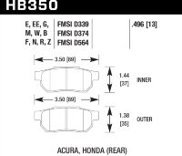 Колодки тормозные HB350W.496 HAWK DTC-30 Acura/Honda (Rear) 13 mm
