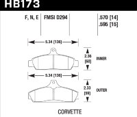 Колодки тормозные HB173E.595 HAWK Blue 9012 Corvette 15 mm