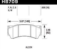 Колодки тормозные HB709F.630 HAWK HPS, REVO by Alcon MONO 6, Alcon Monoblock 6 CAR97