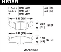Колодки тормозные HB189W.595 HAWK DTC-30 Volkswagon 15 mm