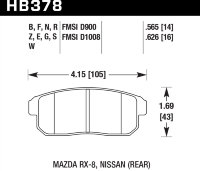Колодки тормозные HB378E.565 HAWK Blue 9012  Mazda RX-8, задние