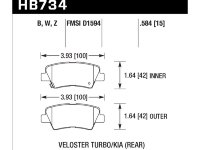 Колодки тормозные HB734Z.584 HAWK PC 2013 Veloster Turbo Rear