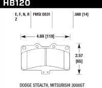Колодки тормозные HB120E.560 HAWK Blue 9012 Mitsubishi 14 mm