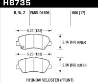 Колодки тормозные HB735W.666 HAWK DTC-30; Hyundai Veloster (Front) 17mm