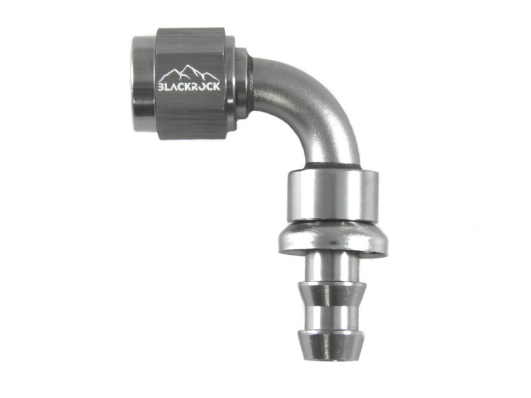 - 6 AN (6AN AN6) фитинг 90°, PUSH FIT серия BLACKROCK LAB P06-090-7Ti
