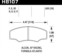 Колодки тормозные HB107U.620 HAWK DTC-70 ALCON H type; AP RACING; HPB тип 5; PROMA 4 порш