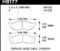 Колодки тормозные HB177E.630 HAWK Blue 9012 Dodge 16 mm