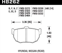 Колодки тормозные HB262E.540 HAWK Blue 9012 Nissan (Rear) 14 mm