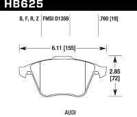 Колодки тормозные HB625F.760 HAWK HPS передние Audi TT (8J) / S3 (8P) / Volkswagen Golf R