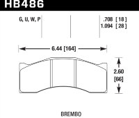 Колодки тормозные HB486G1.094 HAWK DTC-60 Brembo, Rotora 6 поршн. 28 mm