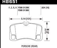 Колодки тормозные HB651G.624 HAWK DTC-60  задние Porsche 911 (997) GT2, GT3, Turbo