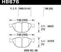 Колодки тормозные HB676G.780 HAWK DTC-60; BMW 20mm