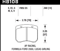 Колодки тормозные HB108G.560 HAWK DTC-60 AP Racing, FF 2000 14 mm