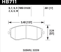 Колодки тормозные HB711B.661 HAWK HPS 5.0; перед Subaru BRZ, Toyota GT 86, Forester, Impreza 2011->