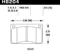 Колодки тормозные HB204W.615 HAWK DTC-30; Volvo 16mm