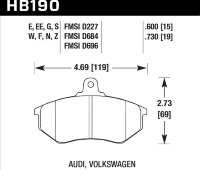 Колодки тормозные HB190W.600 HAWK DTC-30 передние VW Golf II,III