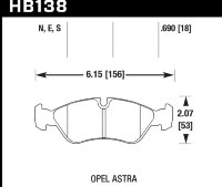 Колодки тормозные HB138E.690 HAWK Blue 9012 Cosworth 18 mm